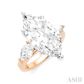 1 Ctw Tri-Mount Marquise Shape Center Pear and Round Cut Diamond Semi Mount Engagement Ring in 14K Rose and White Gold